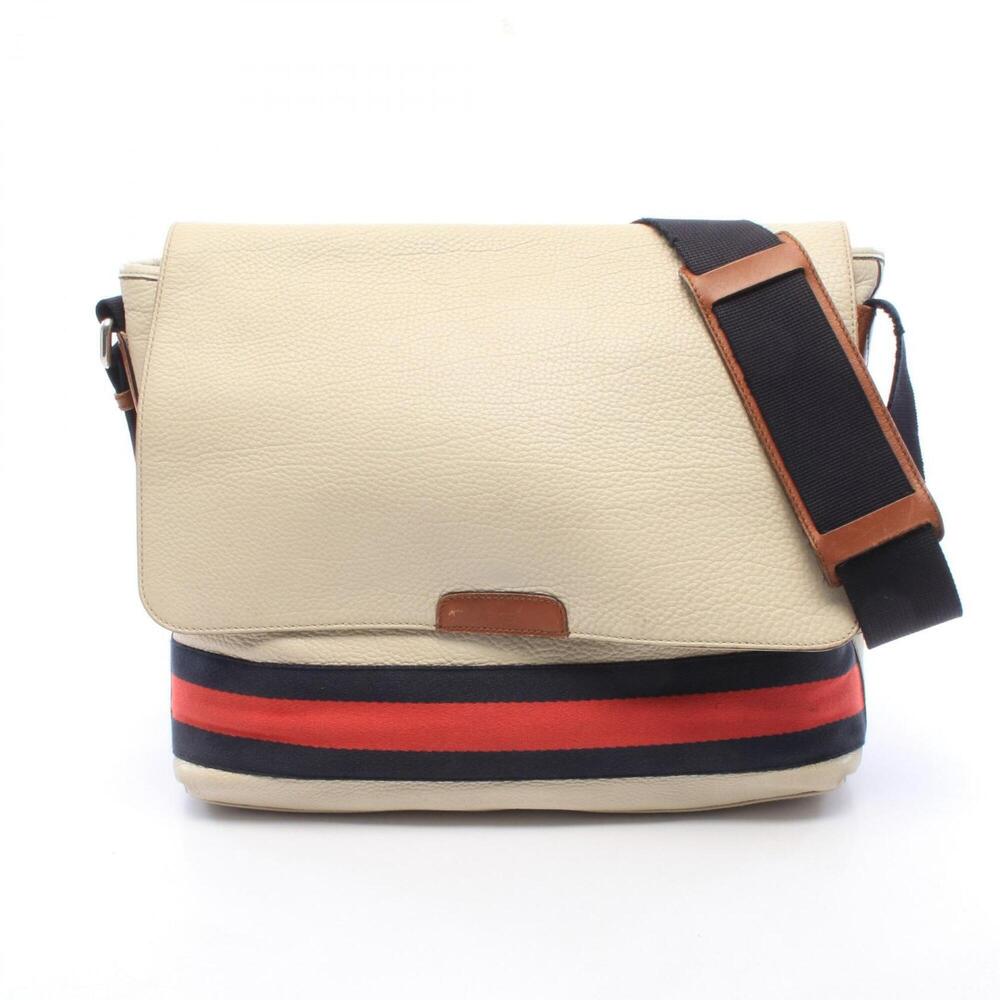 Gucci Sherry Line Shoulder Bag/Handbag, Leather, Men's, Ivory, 281421
